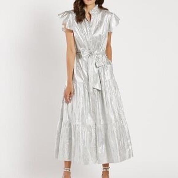 jude connally eliza dress silver nwt size large - Picture 1 of 9